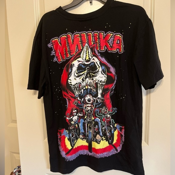Mishka "Engineered To Destroy" Black T-Shirt With Biker Skull Graphic Size Large - Picture 5 of 16